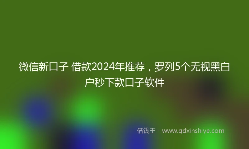 微信新口子 借款2024年推荐，罗列5个无视黑白户秒下款口子软件