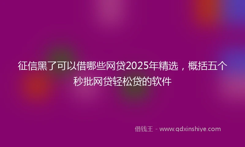 征信黑了可以借哪些网贷2025年精选，概括五个秒批网贷轻松贷的软件