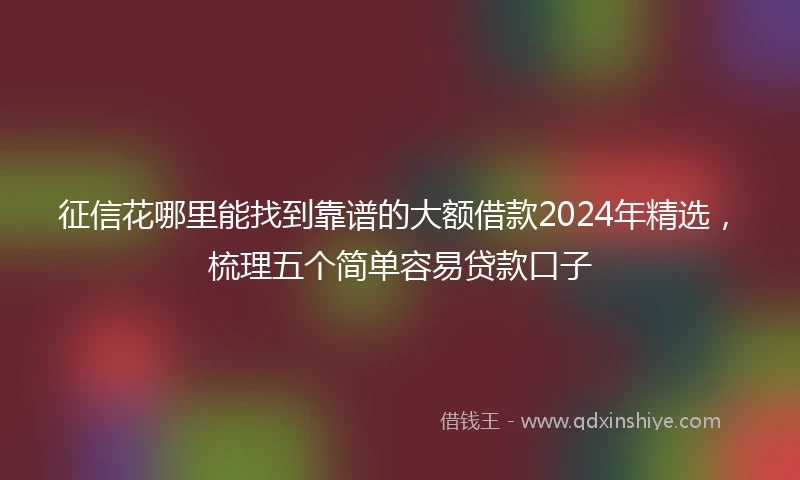 征信花哪里能找到靠谱的大额借款2024年精选，梳理五个简单容易贷款口子