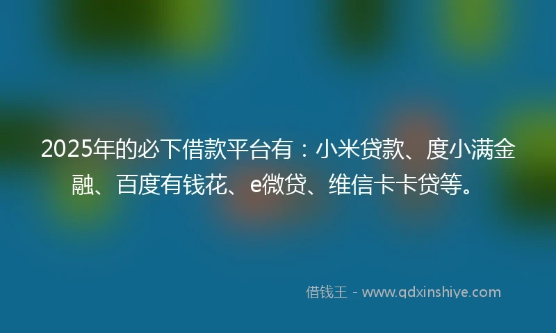 2025年的必下借款平台有：小米贷款、度小满金融、百度有钱花、e微贷、维信卡卡贷等。