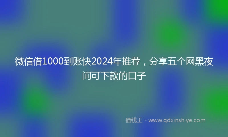 微信借1000到账快2024年推荐，分享五个网黑夜间可下款的口子