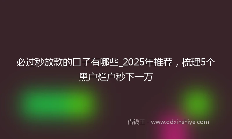 必过秒放款的口子有哪些_2025年推荐，梳理5个黑户烂户秒下一万