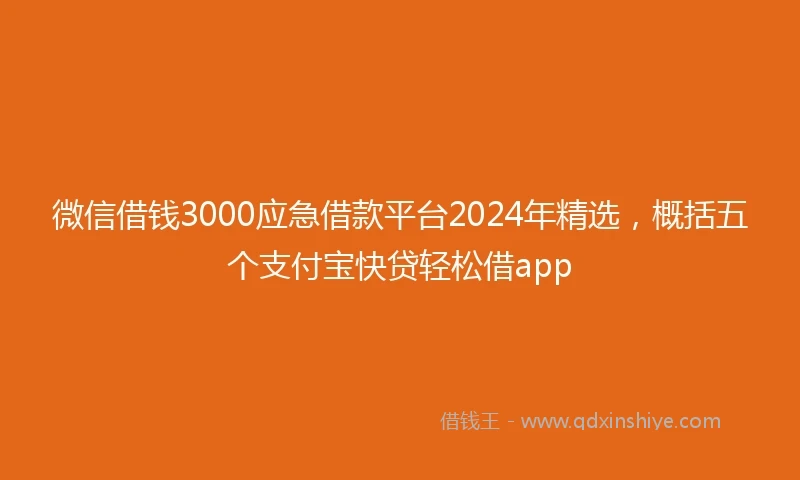 微信借钱3000应急借款平台2024年精选，概括五个支付宝快贷轻松借app