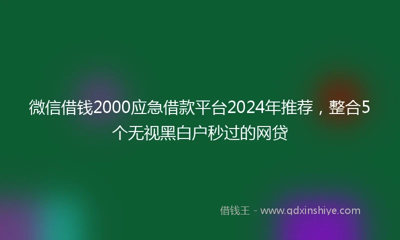 微信借钱2000应急借款平台2024年推荐，整合5个无视黑白户秒过的网贷