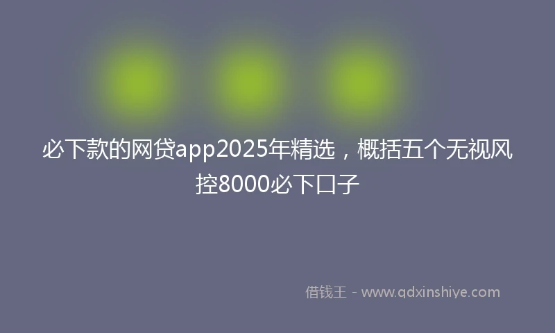 必下款的网贷app2025年精选，概括五个无视风控8000必下口子