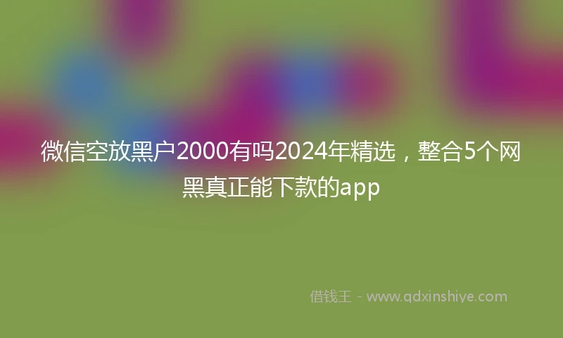微信空放黑户2000有吗2024年精选，整合5个网黑真正能下款的app