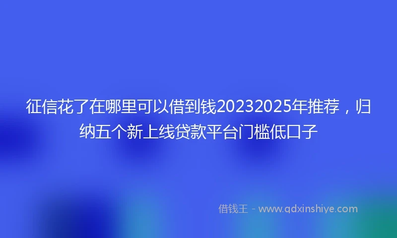 征信花了在哪里可以借到钱20232025年推荐，归纳五个新上线贷款平台门槛低口子