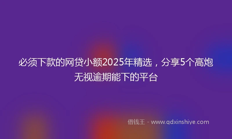 必须下款的网贷小额2025年精选，分享5个高炮无视逾期能下的平台