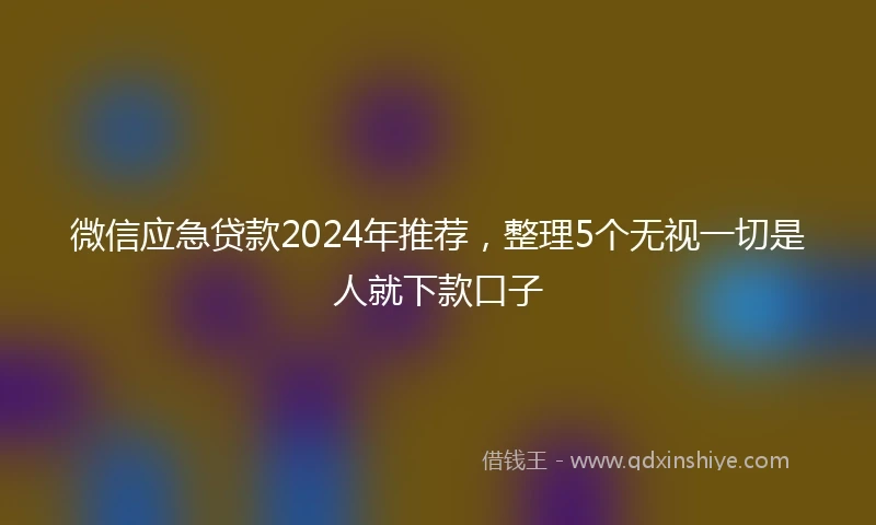 微信应急贷款2024年推荐，整理5个无视一切是人就下款口子