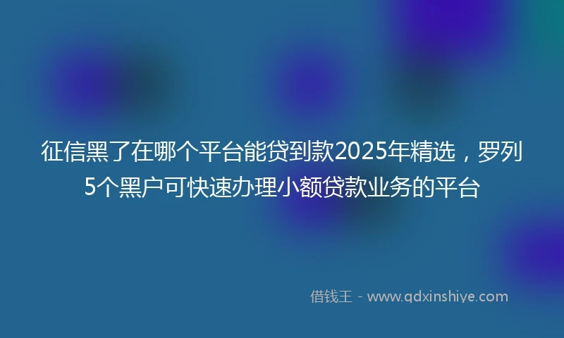 征信黑了在哪个平台能贷到款2025年精选，罗列5个黑户可快速办理小额贷款业务的平台