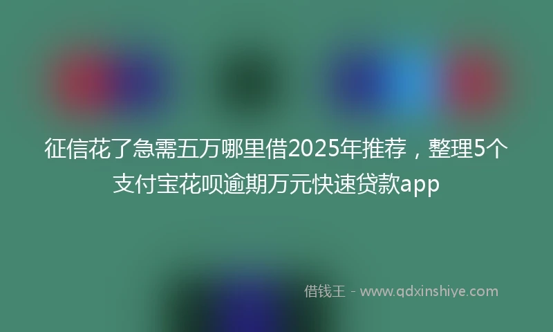 征信花了急需五万哪里借2025年推荐，整理5个支付宝花呗逾期万元快速贷款app