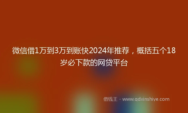 微信借1万到3万到账快2024年推荐，概括五个18岁必下款的网贷平台