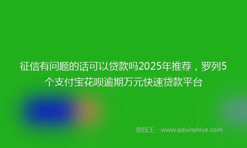 征信有问题的话可以贷款吗2025年推荐，罗列5个支付宝花呗逾期万元快速贷款平台