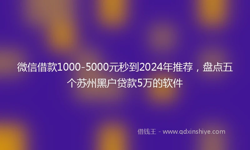 微信借款1000-5000元秒到2024年推荐，盘点五个苏州黑户贷款5万的软件