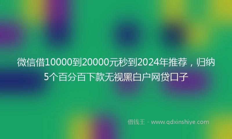 微信借10000到20000元秒到2024年推荐，归纳5个百分百下款无视黑白户网贷口子
