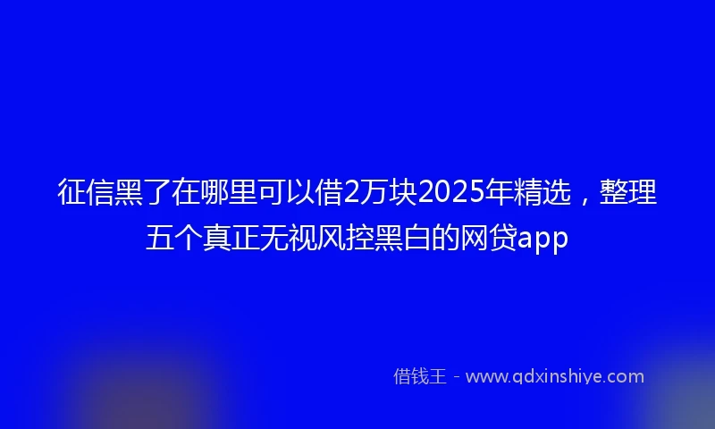 征信黑了在哪里可以借2万块2025年精选，整理五个真正无视风控黑白的网贷app