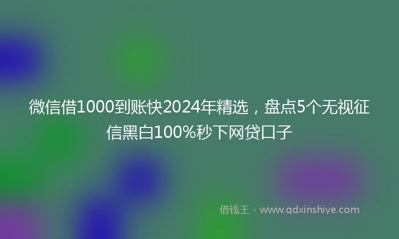 微信借1000到账快2024年精选，盘点5个无视征信黑白100%秒下网贷口子