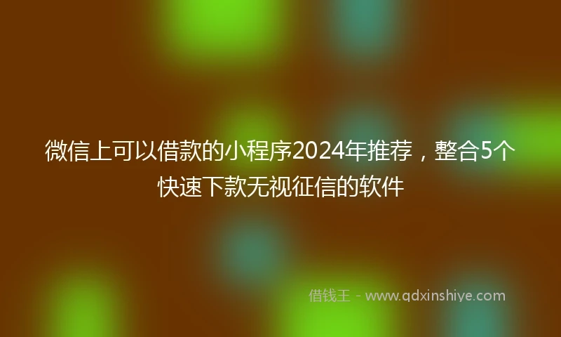 微信上可以借款的小程序2024年推荐，整合5个快速下款无视征信的软件