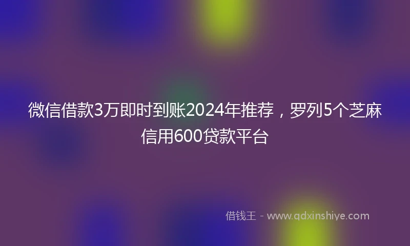 微信借款3万即时到账2024年推荐，罗列5个芝麻信用600贷款平台