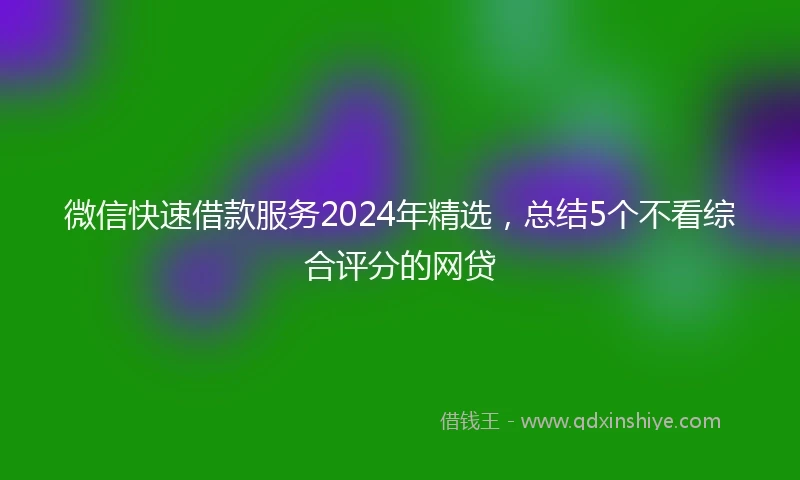 微信快速借款服务2024年精选，总结5个不看综合评分的网贷