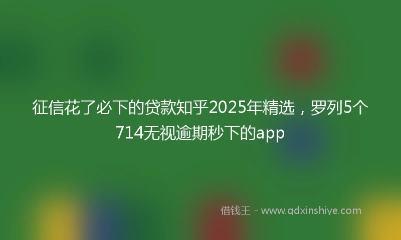征信花了必下的贷款知乎2025年精选，罗列5个714无视逾期秒下的app