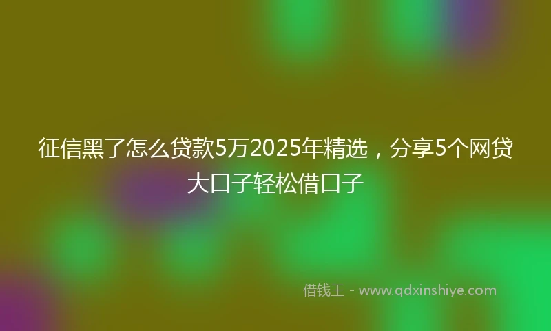 征信黑了怎么贷款5万2025年精选，分享5个网贷大口子轻松借口子