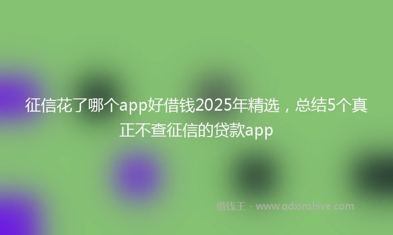征信花了哪个app好借钱2025年精选，总结5个真正不查征信的贷款app