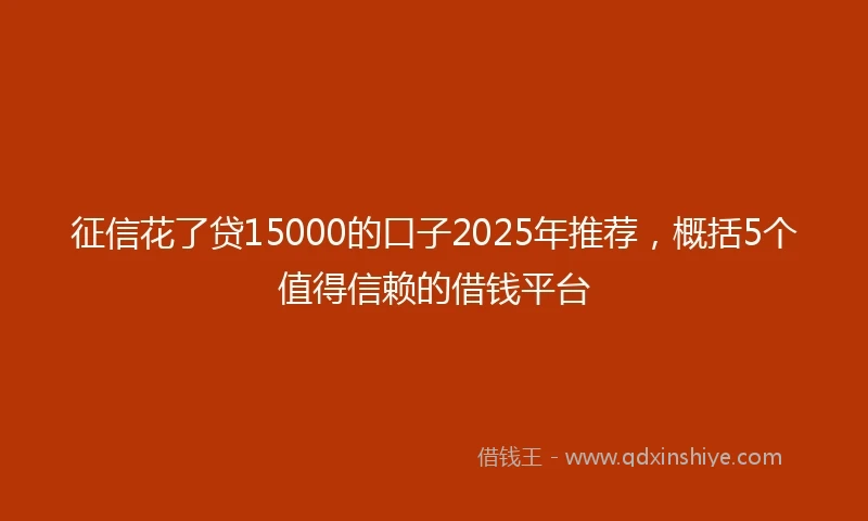 征信花了贷15000的口子2025年推荐，概括5个值得信赖的借钱平台