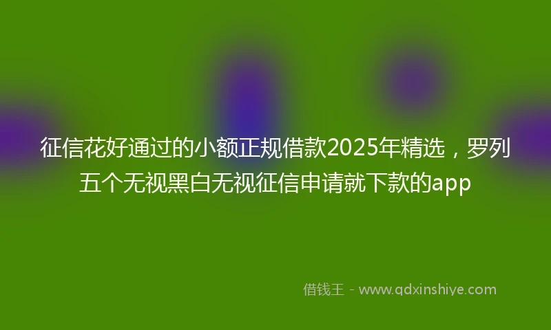 征信花好通过的小额正规借款2025年精选，罗列五个无视黑白无视征信申请就下款的app