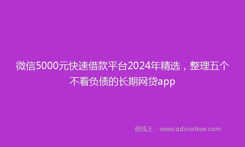 微信5000元快速借款平台2024年精选，整理五个不看负债的长期网贷app