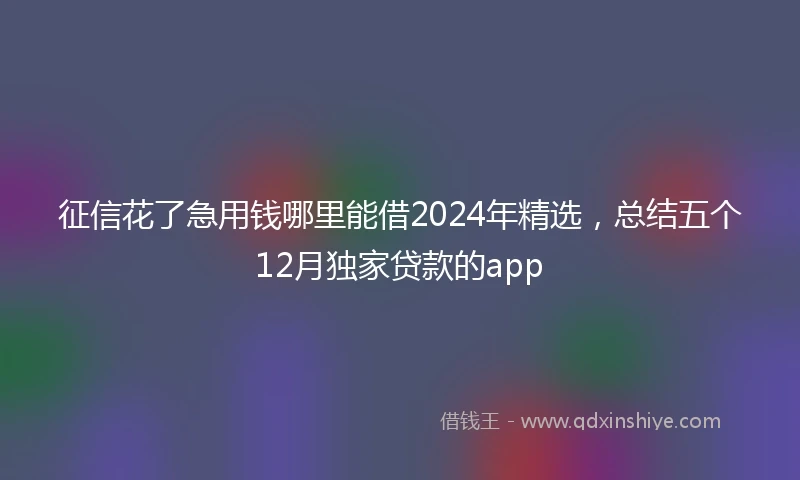 征信花了急用钱哪里能借2024年精选，总结五个12月独家贷款的app
