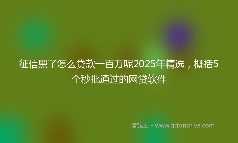 征信黑了怎么贷款一百万呢2025年精选，概括5个秒批通过的网贷软件