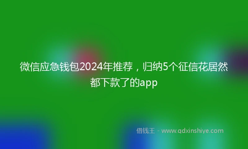 微信应急钱包2024年推荐，归纳5个征信花居然都下款了的app