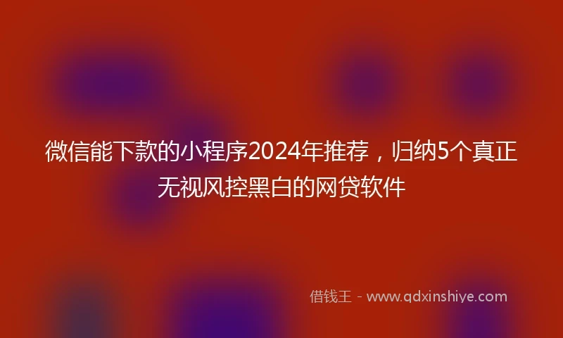 微信能下款的小程序2024年推荐，归纳5个真正无视风控黑白的网贷软件