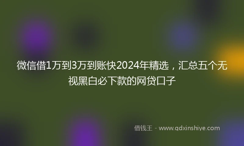 微信借1万到3万到账快2024年精选，汇总五个无视黑白必下款的网贷口子