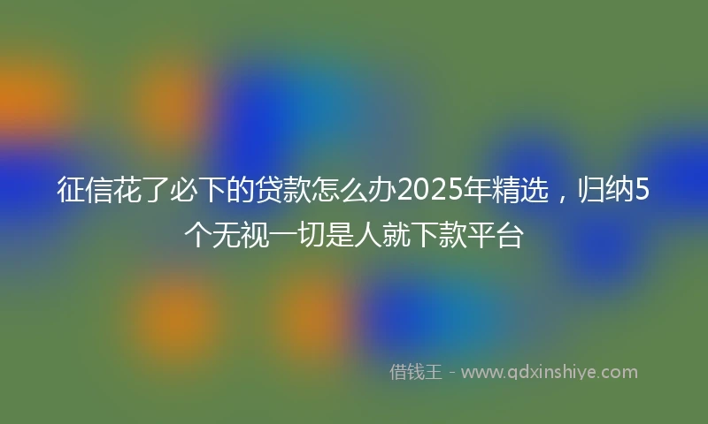 征信花了必下的贷款怎么办2025年精选，归纳5个无视一切是人就下款平台