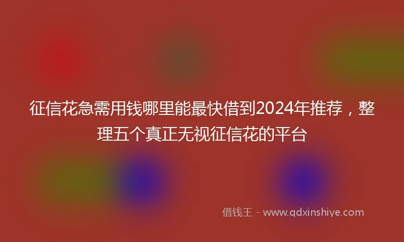 征信花急需用钱哪里能最快借到2024年推荐，整理五个真正无视征信花的平台