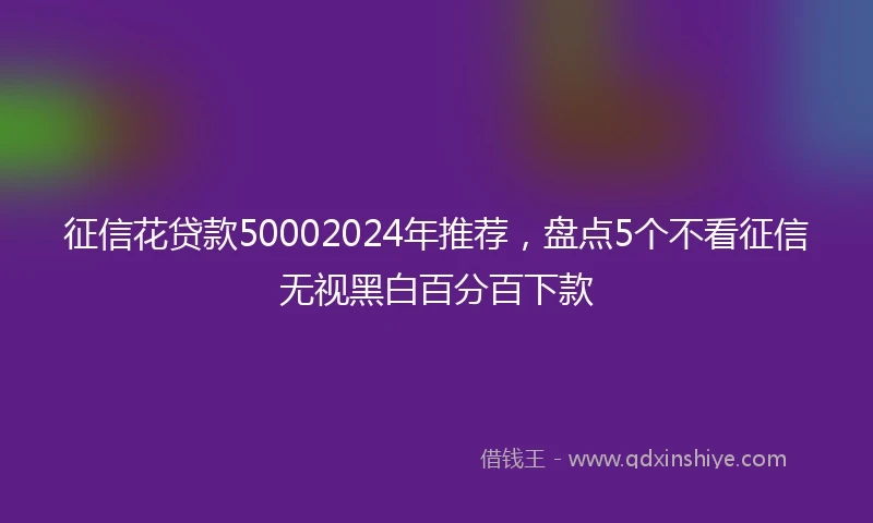 征信花贷款50002024年推荐，盘点5个不看征信无视黑白百分百下款