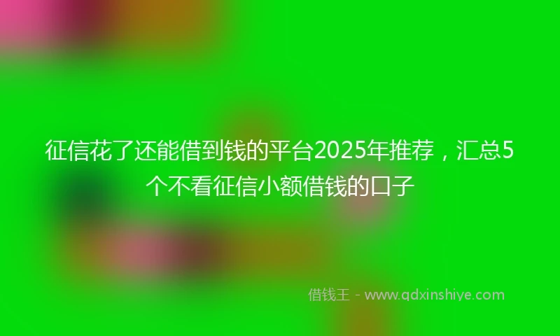 征信花了还能借到钱的平台2025年推荐，汇总5个不看征信小额借钱的口子