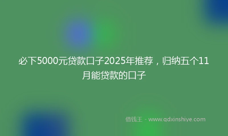 必下5000元贷款口子2025年推荐，归纳五个11月能贷款的口子