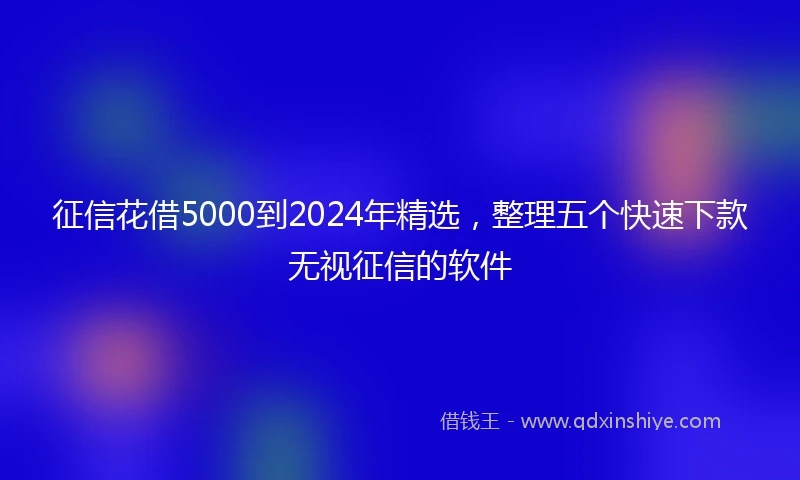 征信花借5000到2024年精选，整理五个快速下款无视征信的软件