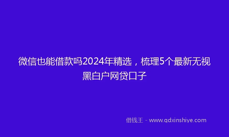 微信也能借款吗2024年精选，梳理5个最新无视黑白户网贷口子