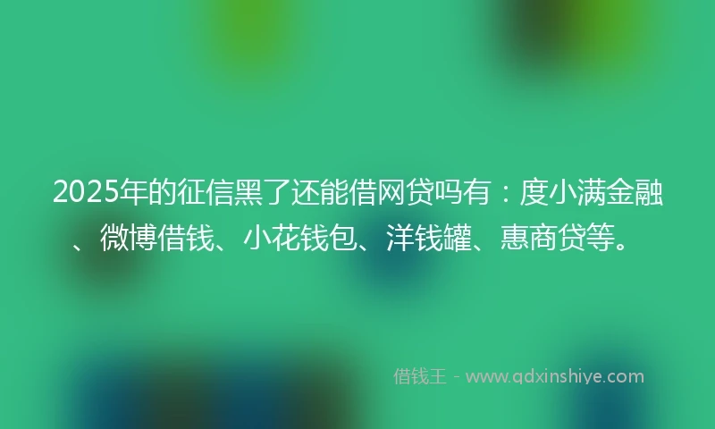 2025年的征信黑了还能借网贷吗有：度小满金融、微博借钱、小花钱包、洋钱罐、惠商贷等。