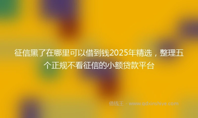 征信黑了在哪里可以借到钱2025年精选，整理五个正规不看征信的小额贷款平台