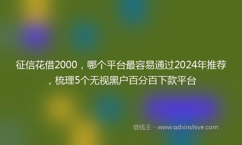 征信花借2000，哪个平台最容易通过2024年推荐，梳理5个无视黑户百分百下款平台
