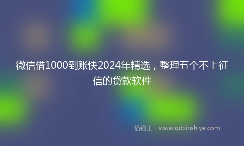 微信借1000到账快2024年精选，整理五个不上征信的贷款软件