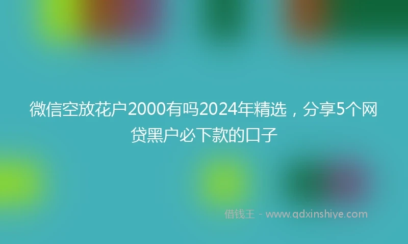 微信空放花户2000有吗2024年精选，分享5个网贷黑户必下款的口子