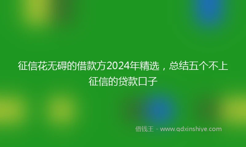 征信花无碍的借款方2024年精选，总结五个不上征信的贷款口子