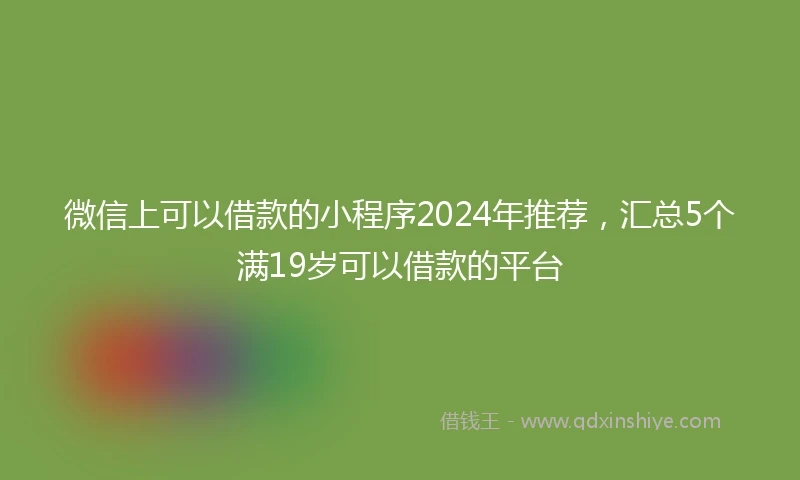 微信上可以借款的小程序2024年推荐，汇总5个满19岁可以借款的平台