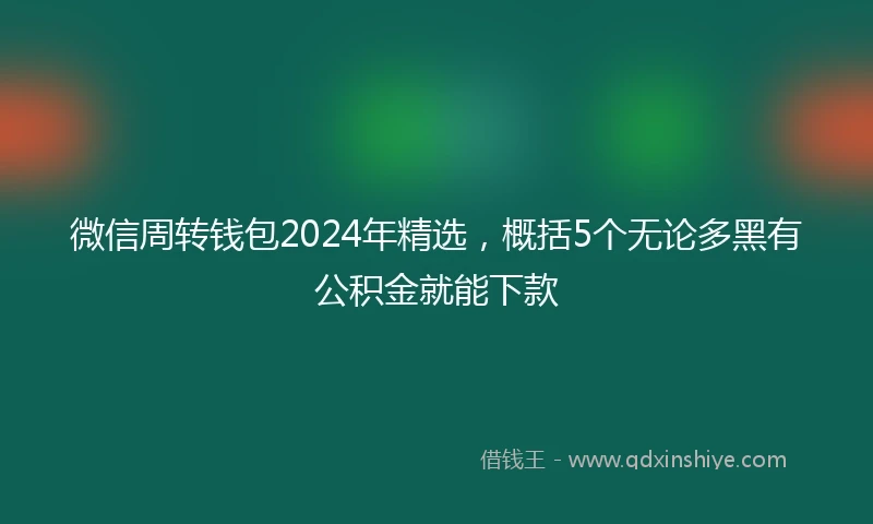 微信周转钱包2024年精选，概括5个无论多黑有公积金就能下款